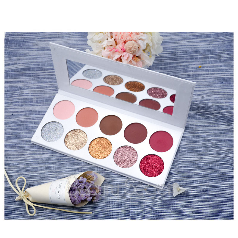 10 Colors White Cardboard High Pigment Matte Private Logo Eyeshadow Palette With Mirror
