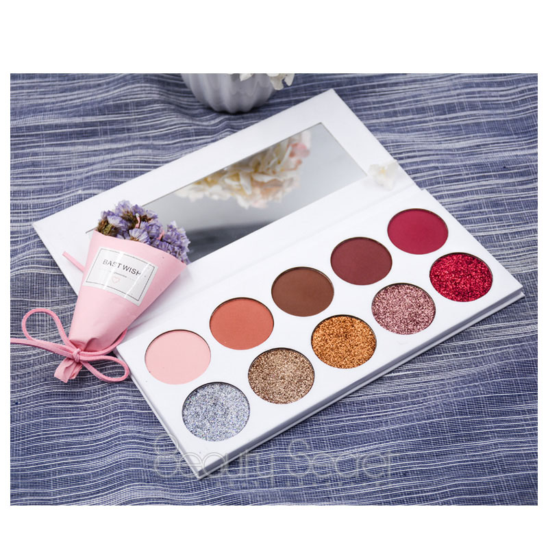 10 Colors White Cardboard High Pigment Matte Private Logo Eyeshadow Palette With Mirror