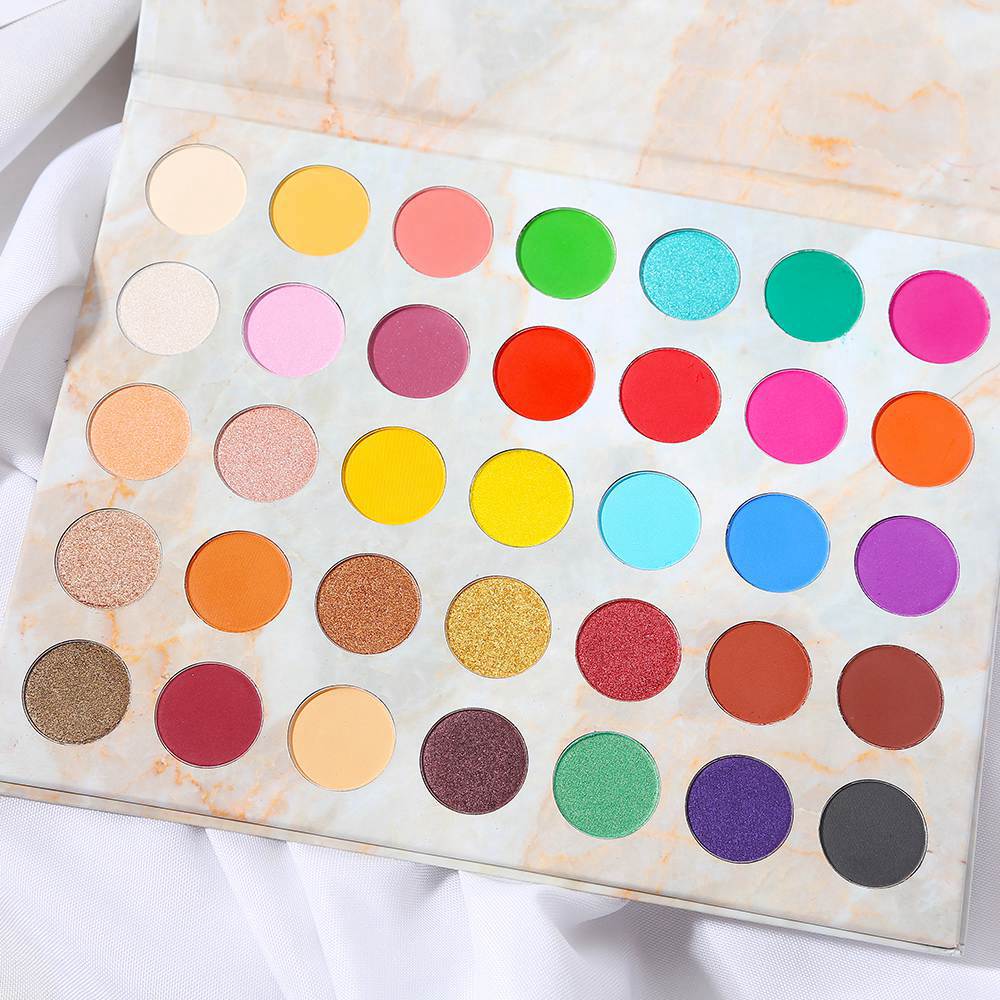 Private label 35 colors pigment glitter marble makeup eyeshadow palette